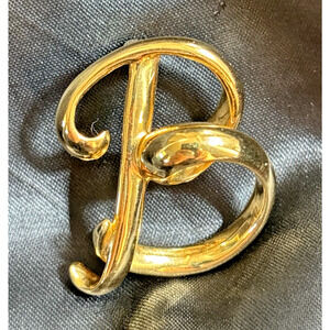 Vintage Initial B Brooch Pin By Anne Klein Gold Tone Letter B Jewelry Brooch 1.5